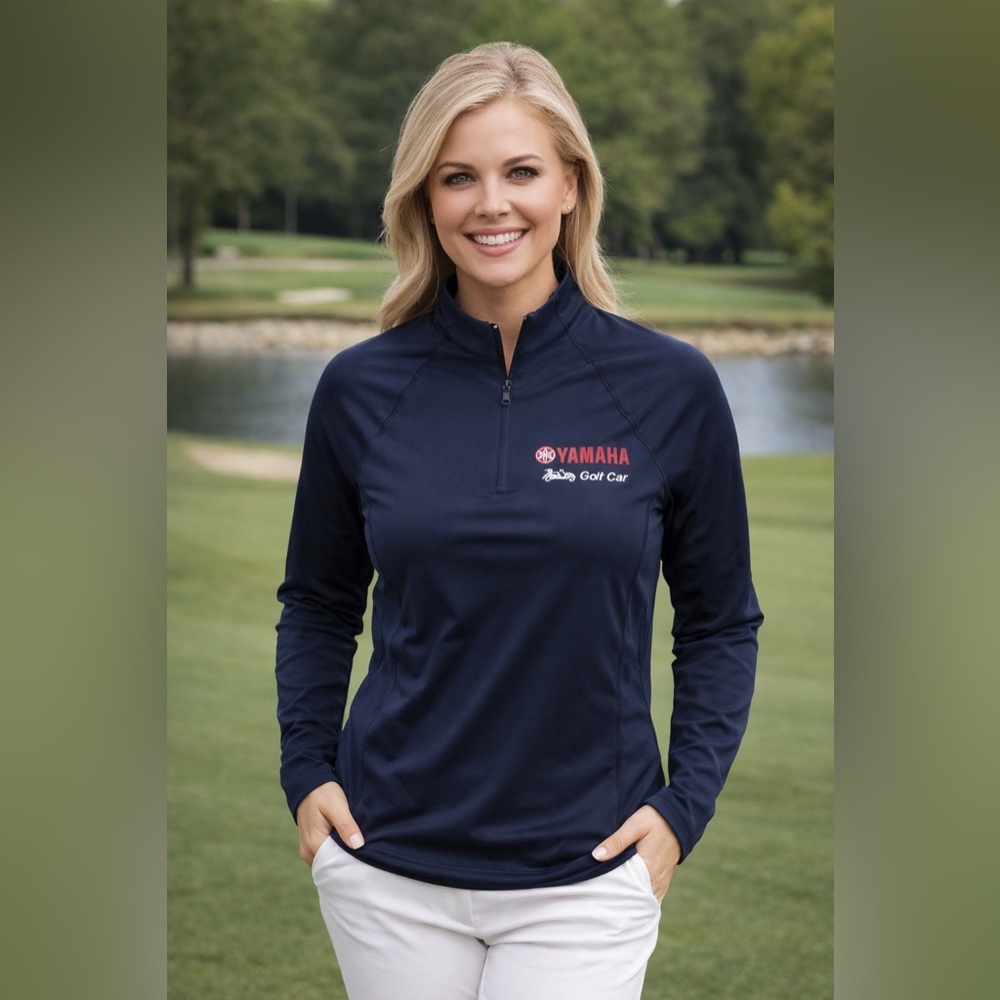 Peter Millar UPF 50+ 1/4 Zip Pullover Navy Golf Perth  Yamaha Golf Car Small